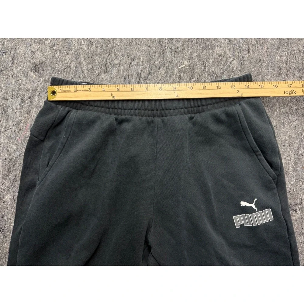 Puma Mens Fleece Lined Jogger Sweatpants Black Elastic Waist Size Medium